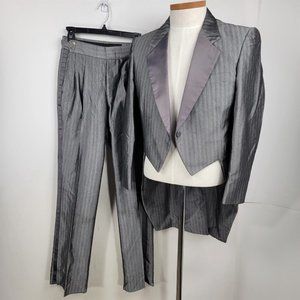 Vintage Robert Wagner Raffinati Gray Tuxedo Coat Tails Suit w/ Pants Mens 40S